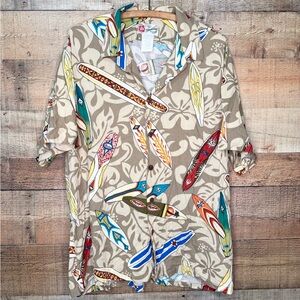 Hilo Hattie Hawaiian Shirt Mens Long Surfboard XL Made In Hawaii Luau Culture